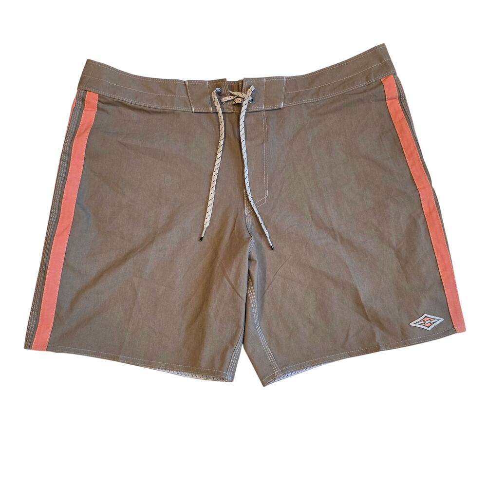 Billabong Kirra Pro‎ Board Shorts 36 Recycler Khaki Tan Pink Striped Swim Trunks